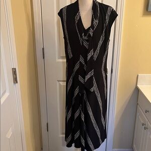 Nine West Monochrome Striped Midi Dress